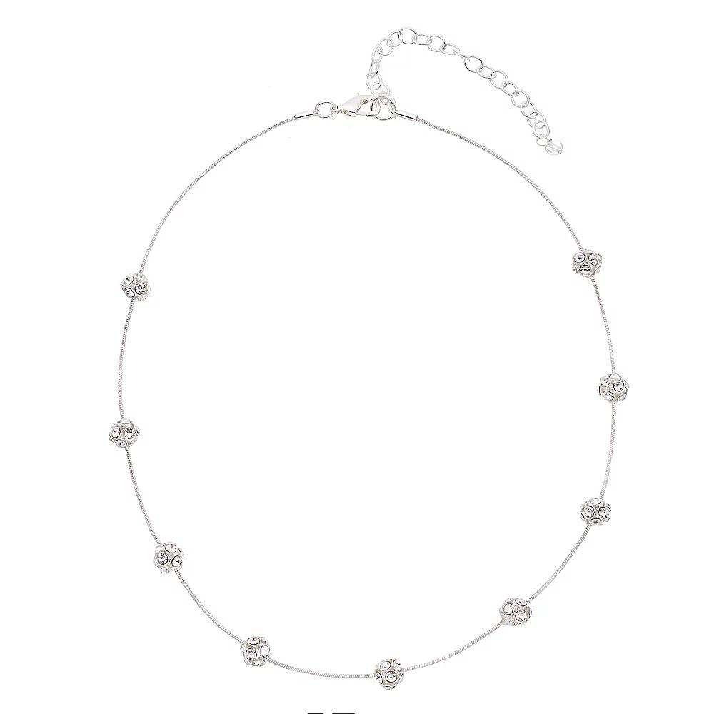 You're Invited Silver Tone Simulated Stone Ball Detail Collar Necklace, Women's Product Image
