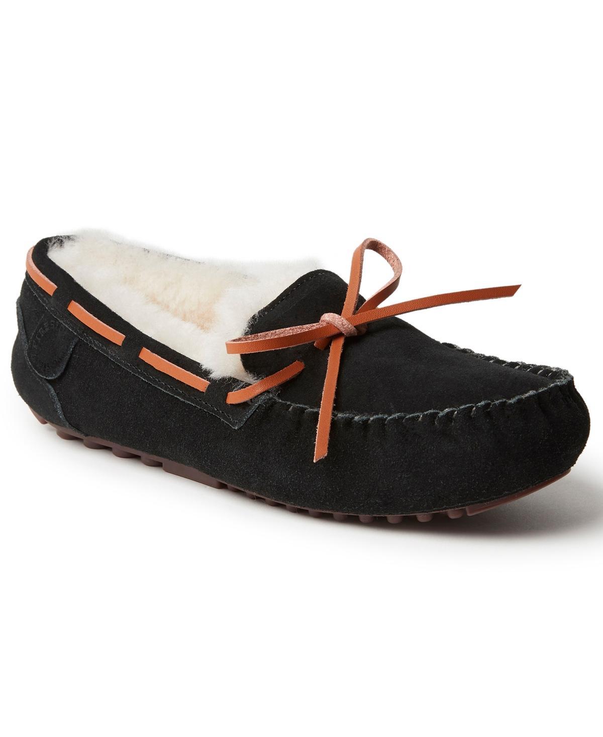 Fireside by Dearfoams Victoria Genuine Shearling Lace Womens Moccasin Slippers Product Image