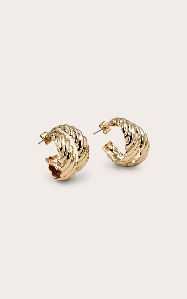 Gold Texture Hoop Earrings Product Image