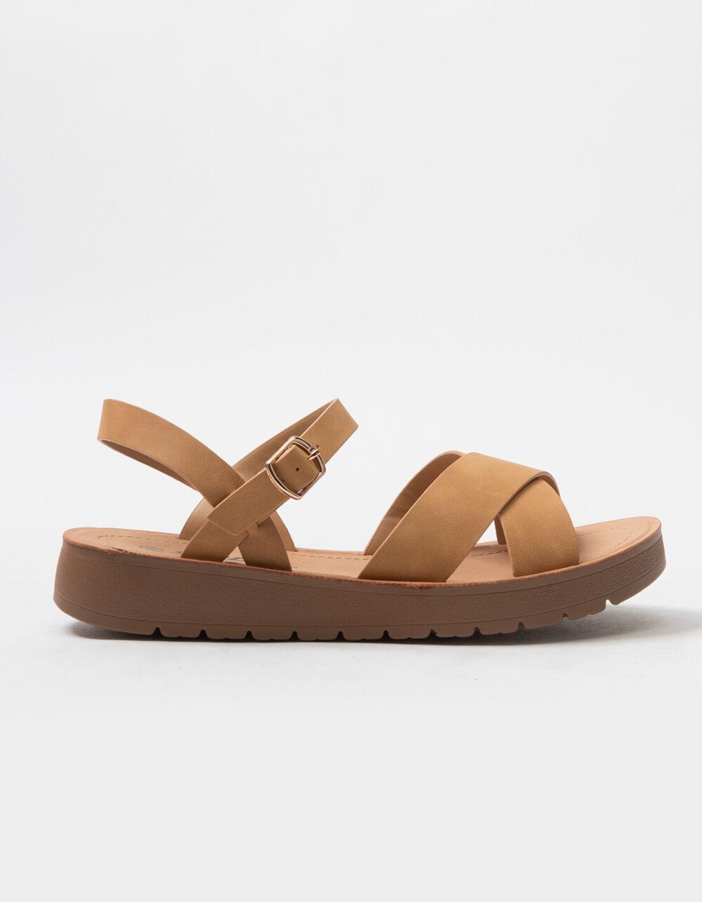 SODA Ankle Strap Womens Mini Flatform Sandals - NATURAL Product Image