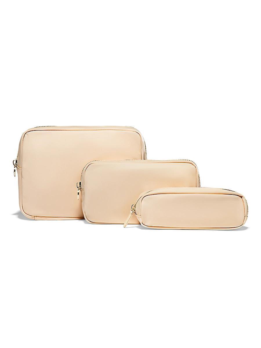 Womens 3-Piece Nylon Zip Pouch Set Product Image