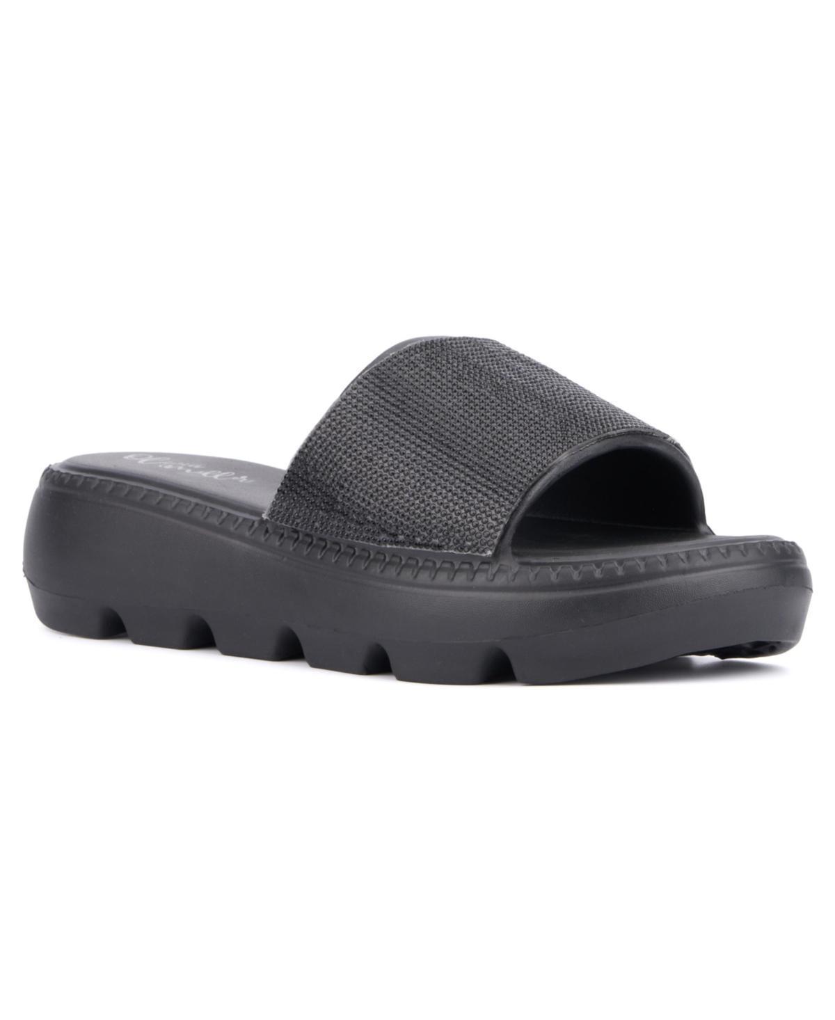 Olivia Miller Women's Glitter Gaze Slide Sandals, Size: 8, Black Product Image
