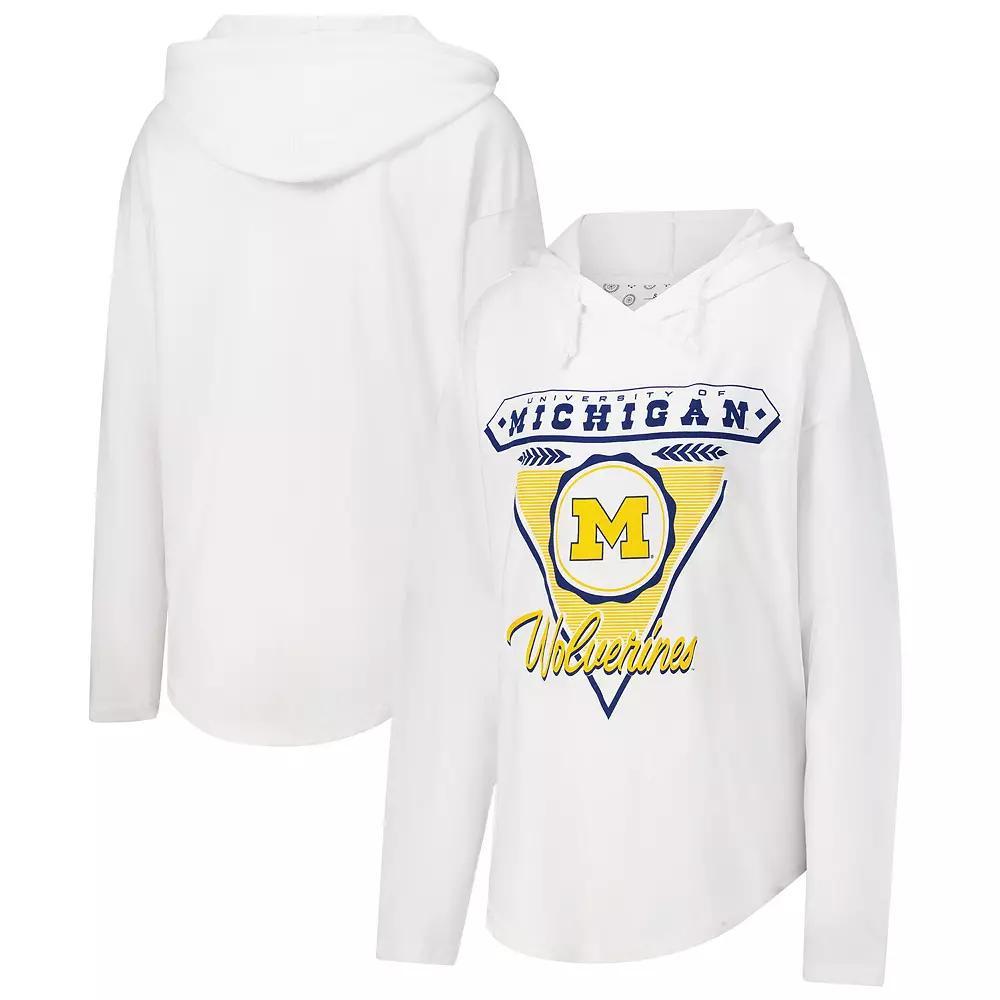 Women's Pressbox White Michigan Wolverines San Bruno Hoodie Long Sleeve T-Shirt, Size: XL Product Image