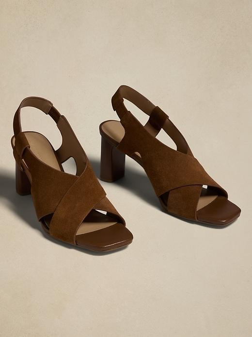 Leather Crossover Heeled Sandal Product Image