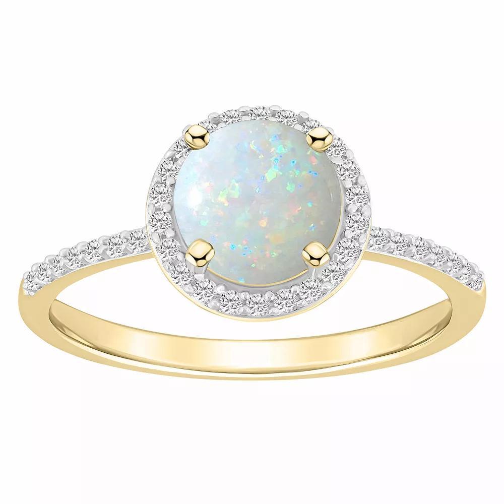 Celebration Gems 10k White Gold Round Lab-Created Gemstone Halo Ring, Women's, Size: 8, Created White Product Image