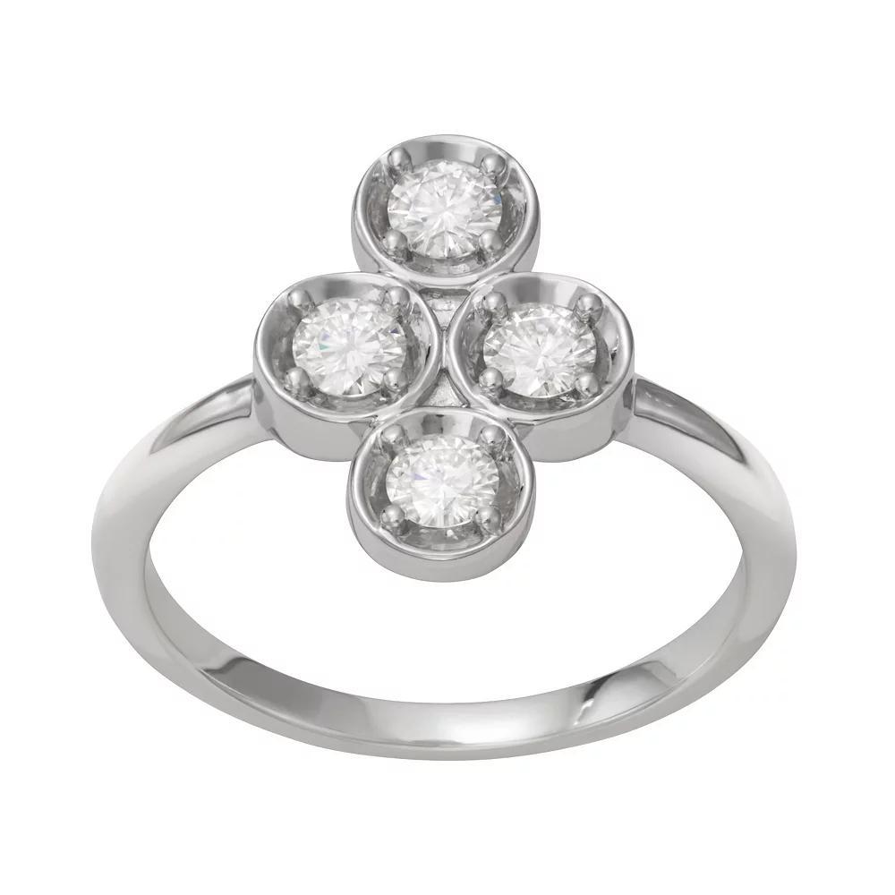Moissanite Outlet Sterling Silver 1/2 Carat T.W. Lab-Created Moissanite Clover Ring, Women's, Size: 7 Product Image