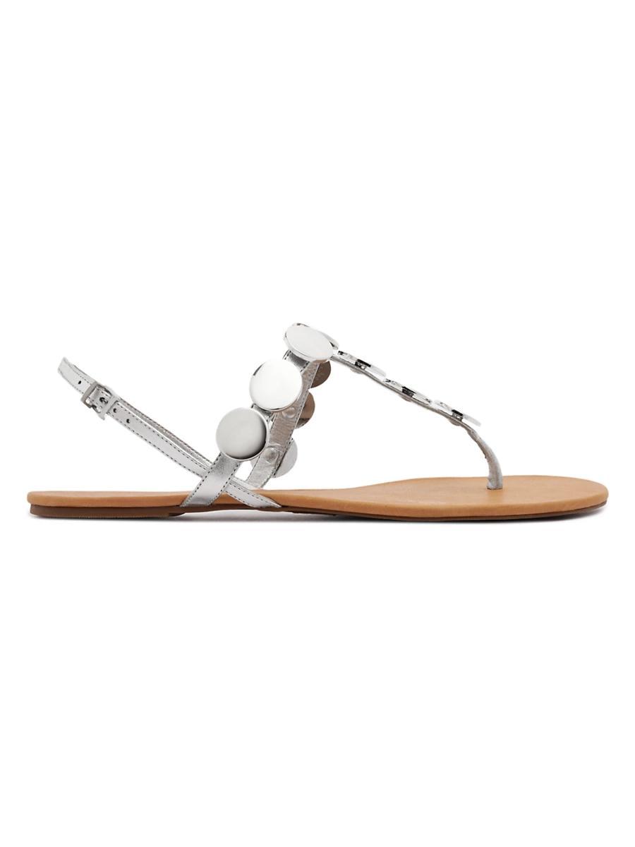 Womens Acacia Metallic Leather T-Strap Sandals Product Image