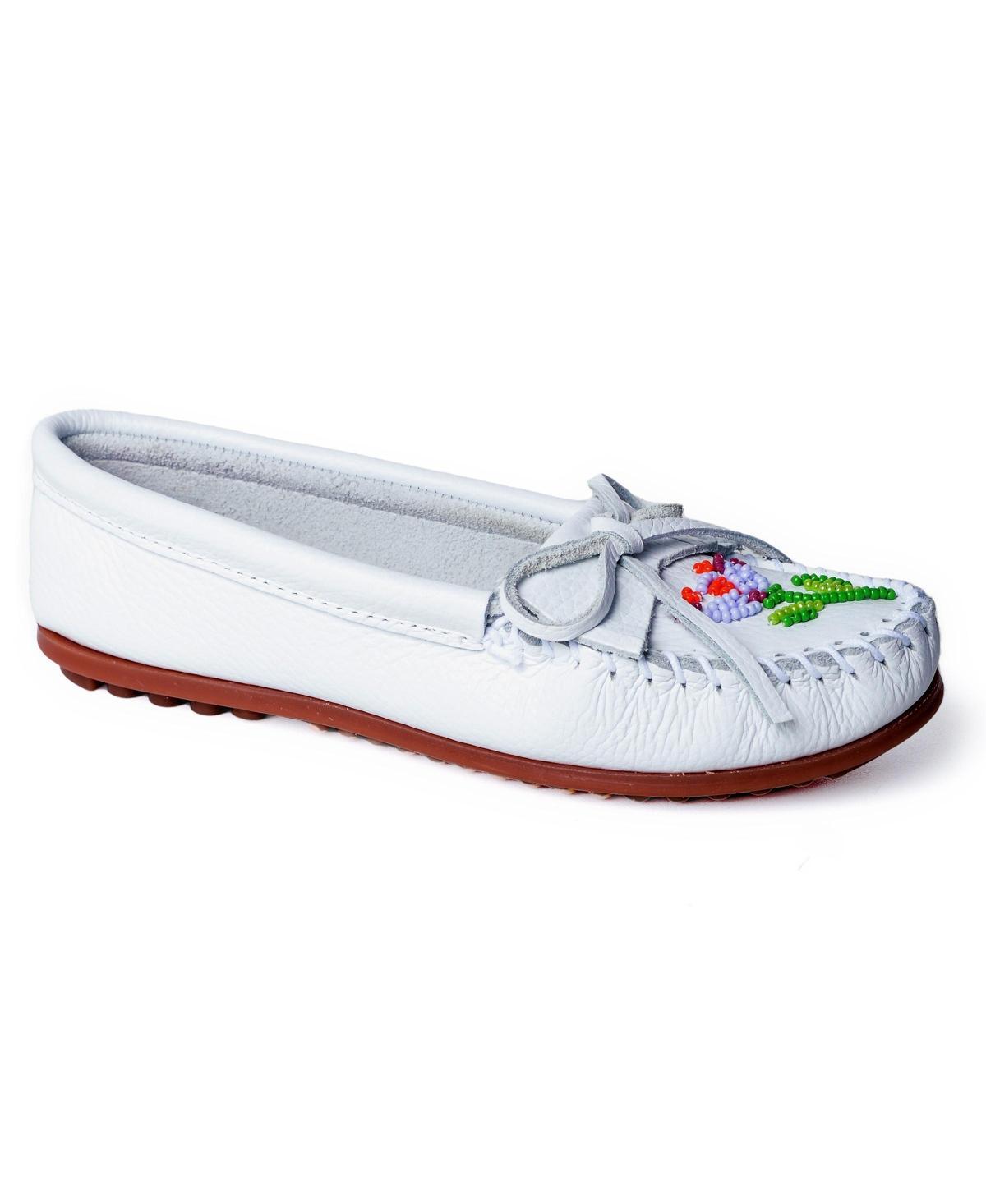 Minnetonka Womens Ziigwan Waabigwan Flower Beaded Suede Moccasins Product Image