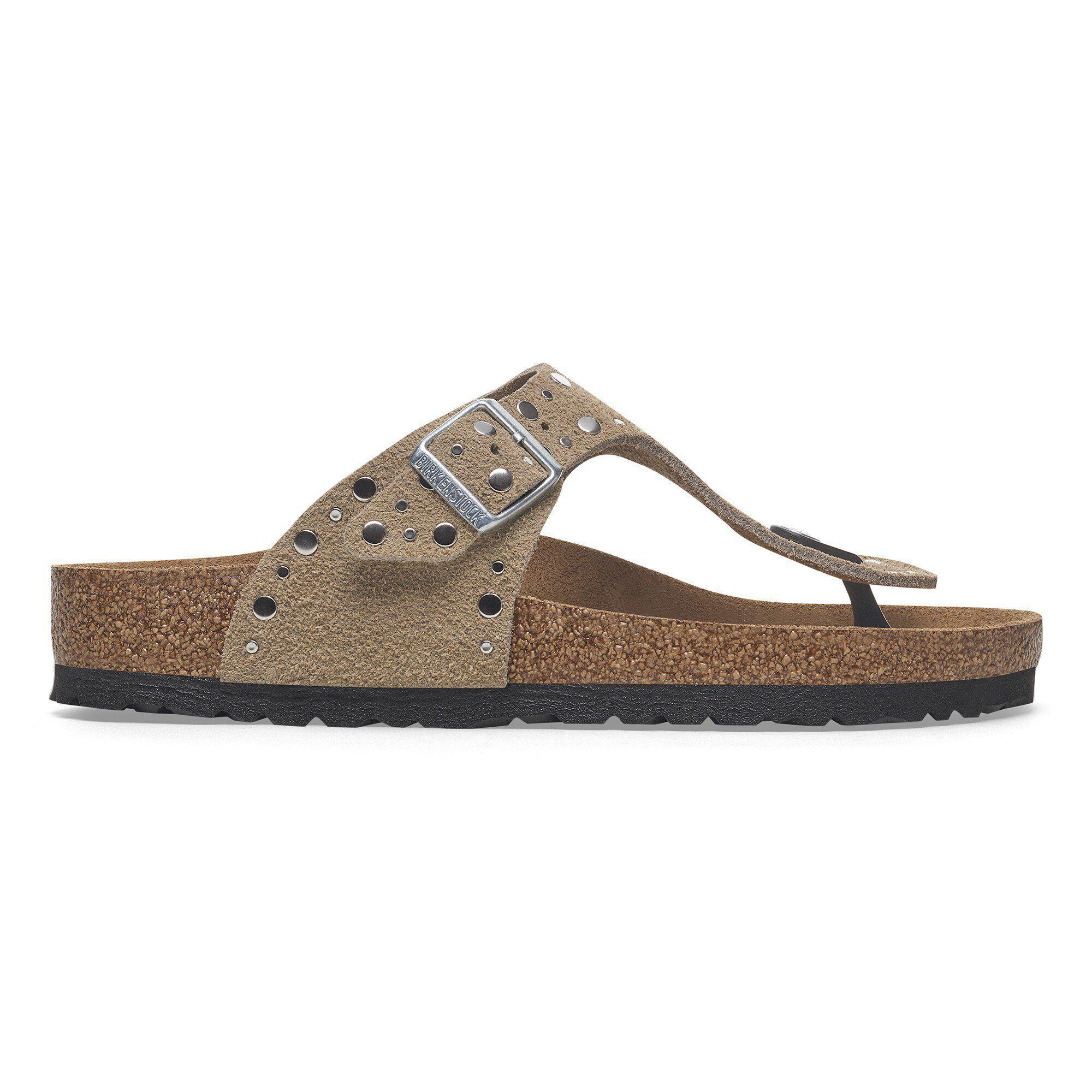 Gizeh Rivets Suede Leather Taupe Product Image