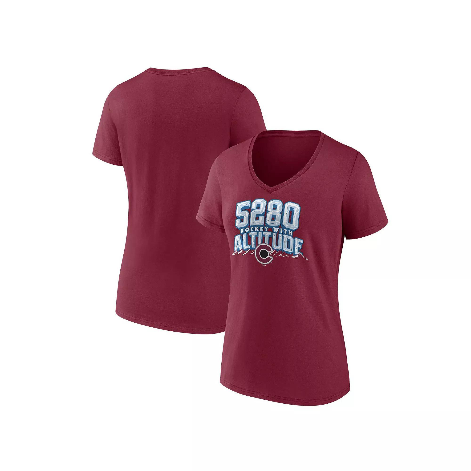 Women's Fanatics Garnet Colorado Avalanche Local A V-Neck T-Shirt, Size: Medium, Red Product Image