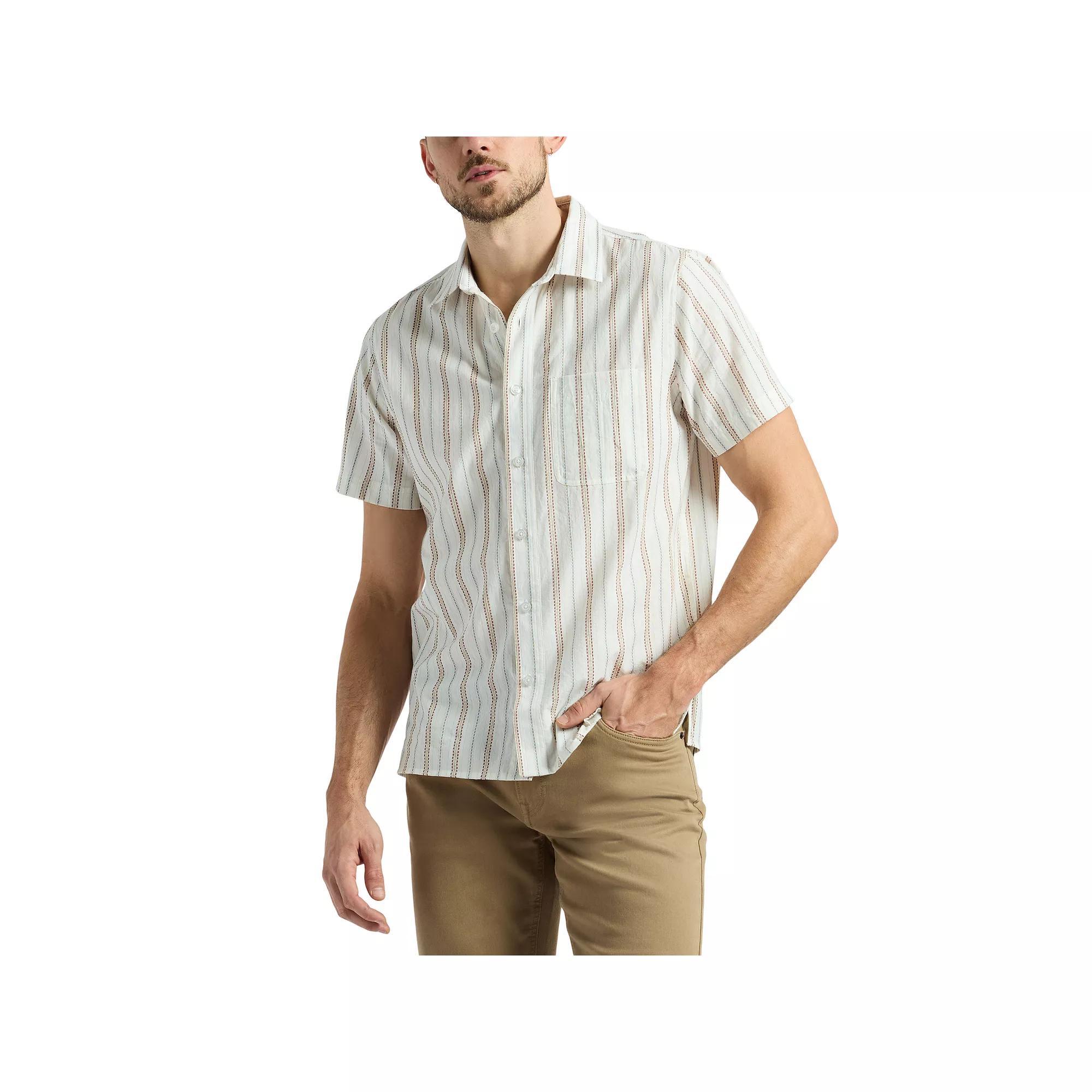 Men's Buffalo Jeans Woven Short Sleeve Button Down Shirt, Size: Medium, Wood Grey Product Image