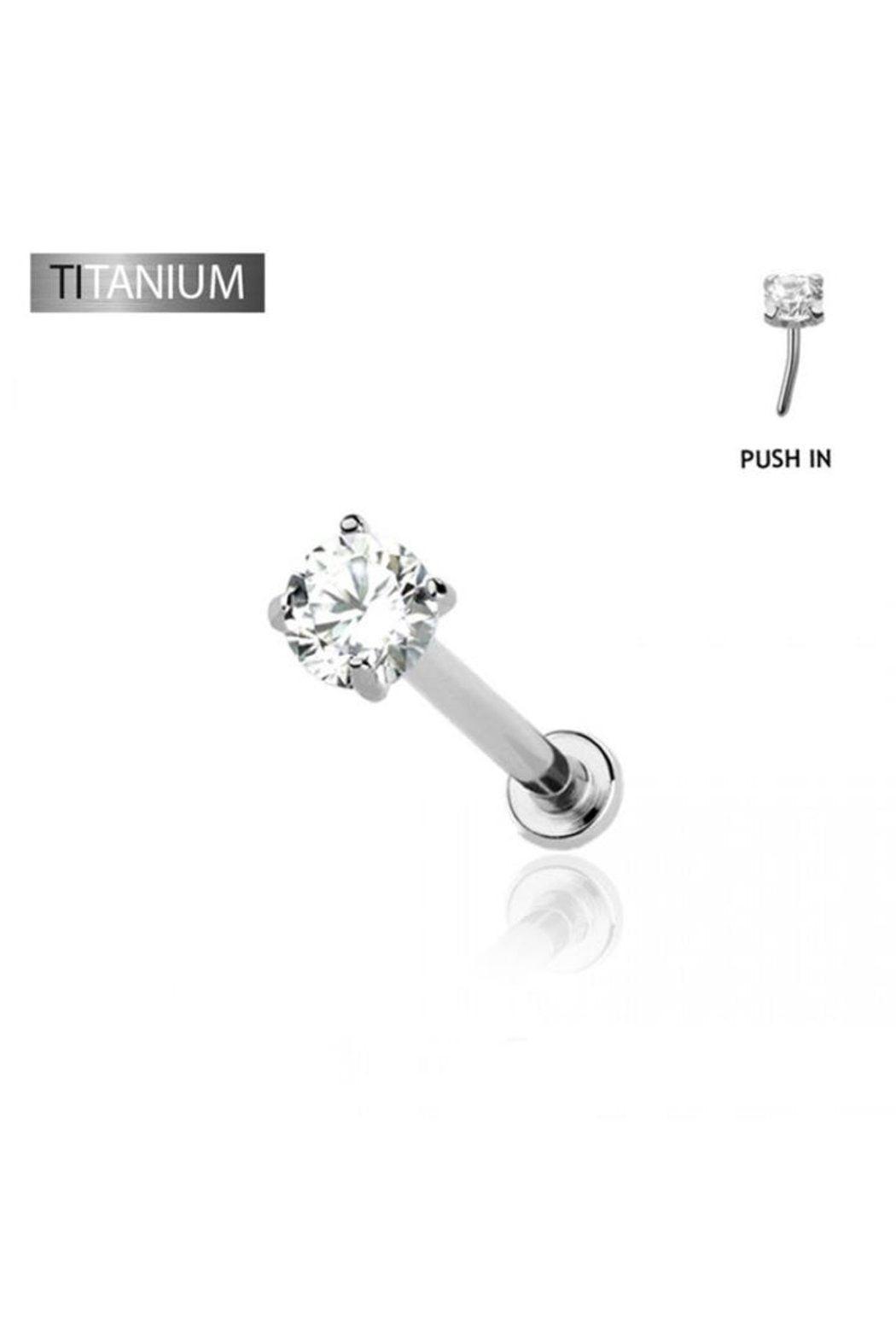 CZ Titanium Prong Push In Threadless Labret Product Image