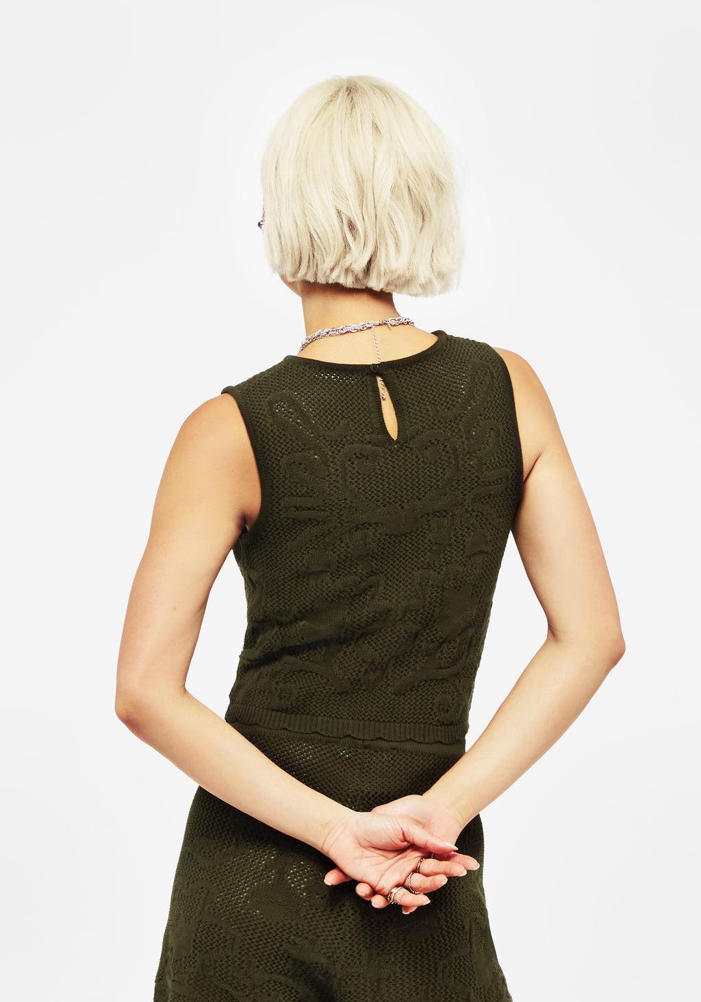 Tulip Jacquard Knit Crop Top Product Image