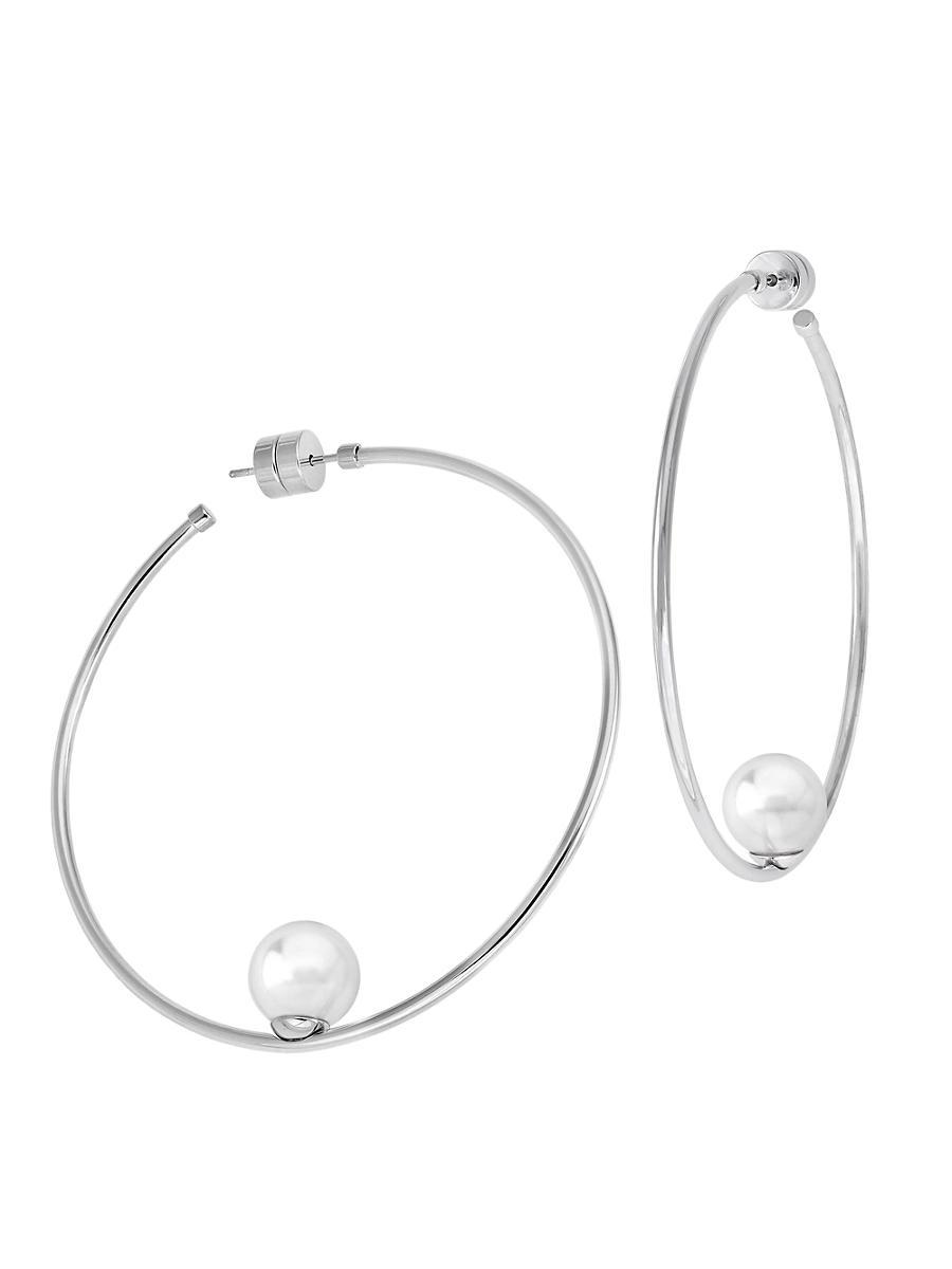 Marianela Floating Pearl Hoop Earrings Product Image