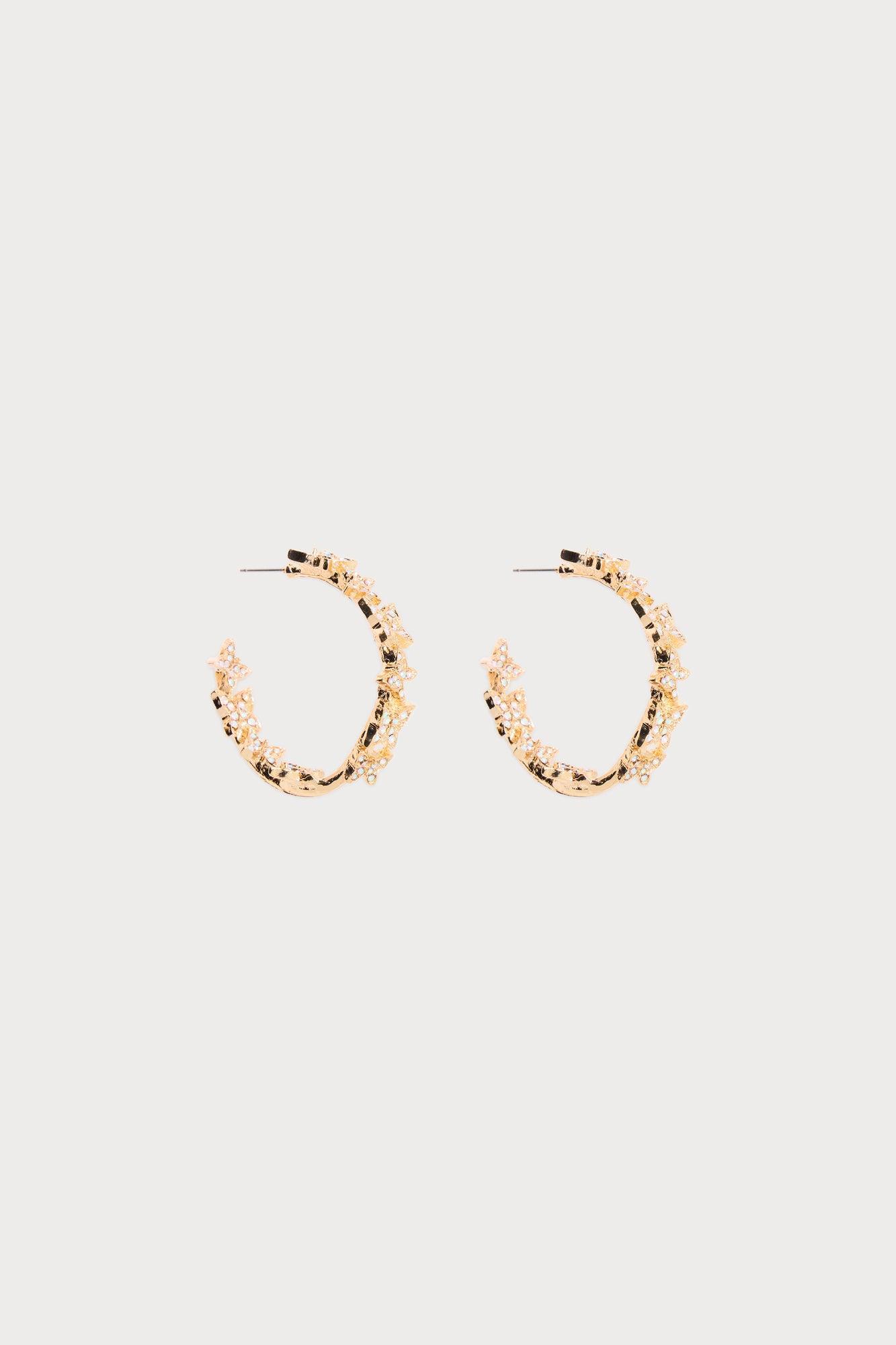 Pretty Lady Rhinestone Hoop Earrings - Gold Female Product Image