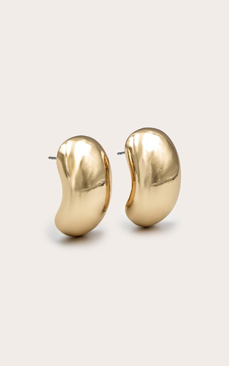 Gold Bevelled Rectangular Chunky Stud Earrings Product Image