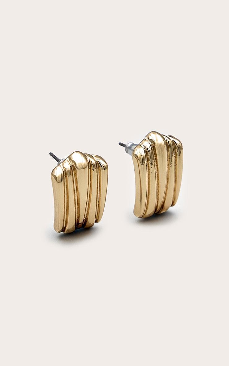 Gold Abstract Ridge Stud Earrings Product Image