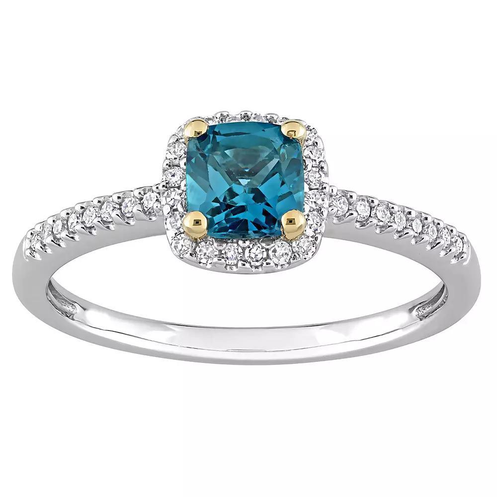Stella Grace Two-Tone 10k Gold London Blue Topaz & 1/8 Carat T.W. Diamond Engagement Ring, Women's, Size: 6, 10k Two Tone Product Image