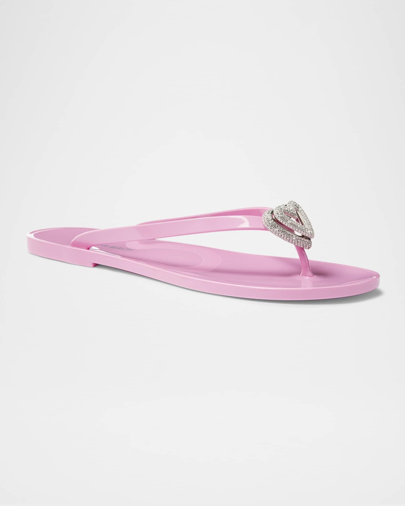 Double Heart Rubber Thong Sandals Product Image