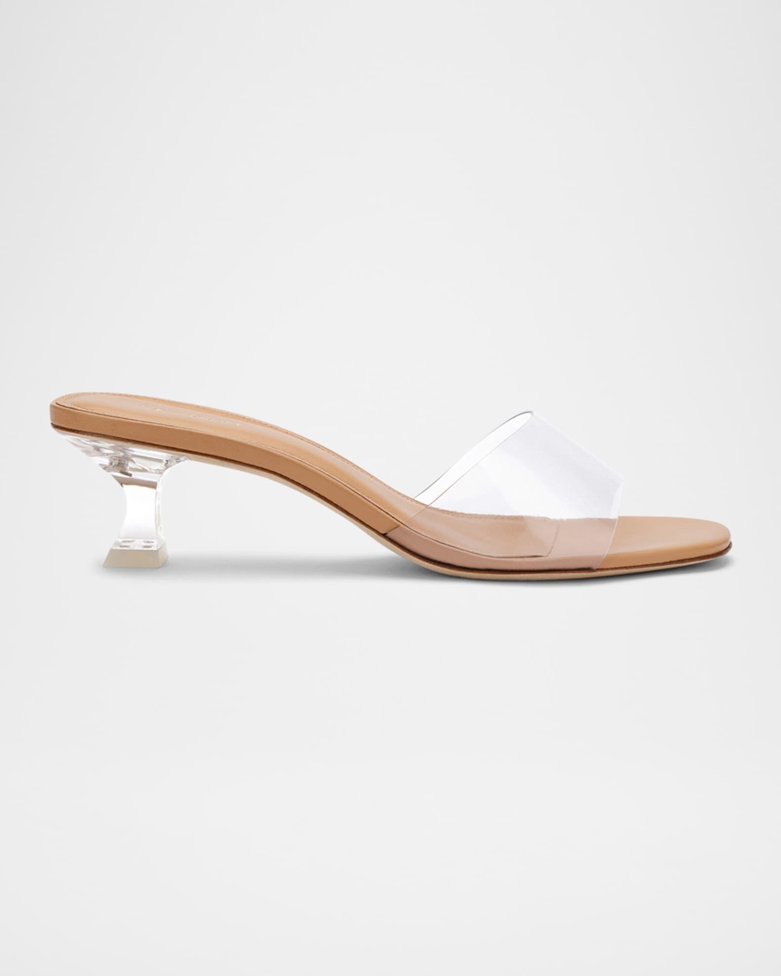 Vivi Clear Leather Kitten-Heel Mules Product Image