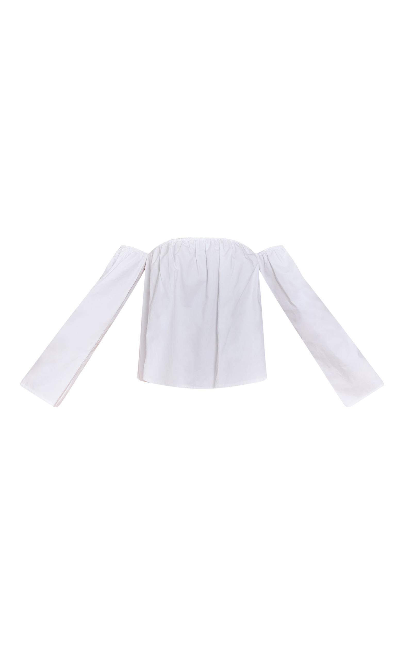 White Peach Skin Floaty Bardot Top Product Image