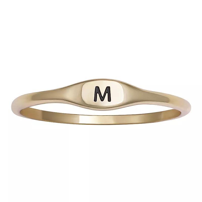 PRIMROSE Polished Oval Oxidized Initial Ring, Women's, Size: 9, Gold Tone I Product Image