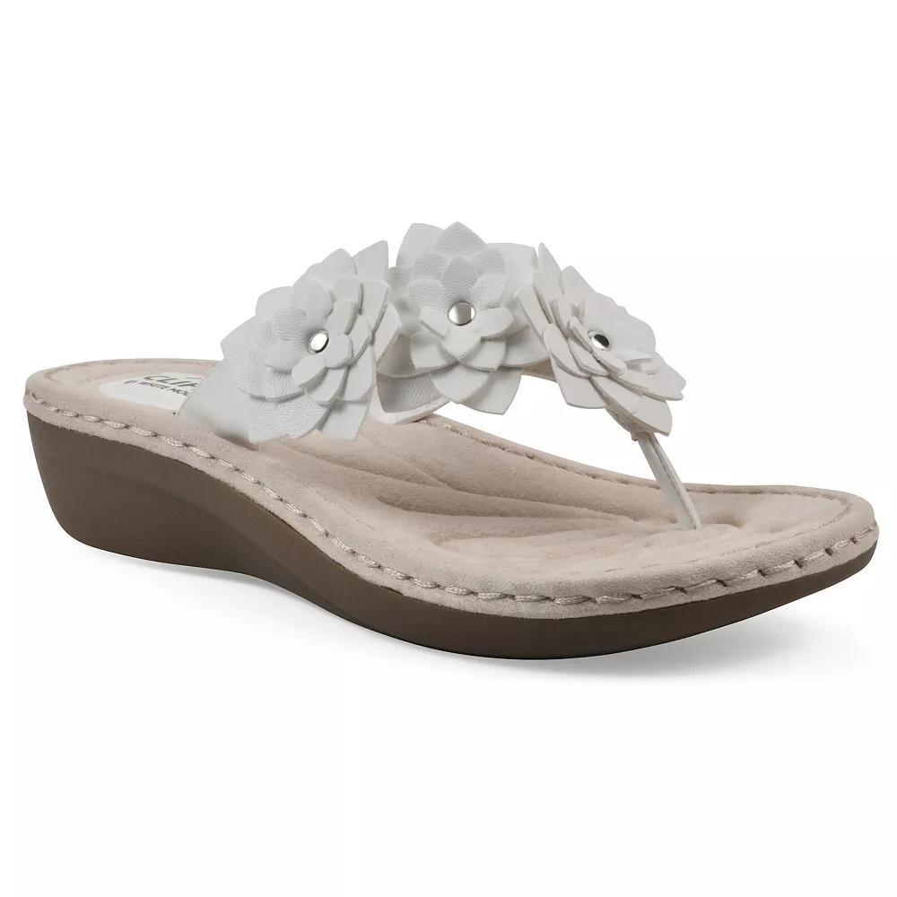 Cliffs by White Mountain Content Women's Floral Wedge Sandals, Size: 8.5 Wide, White Smo Product Image