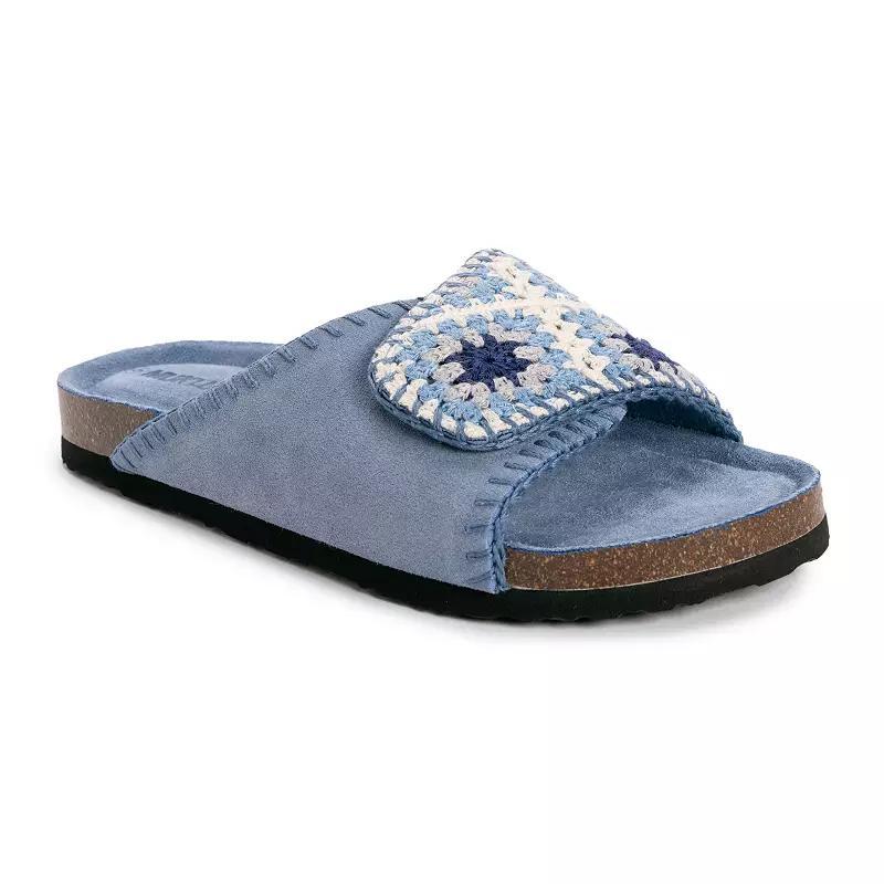 MUK LUKS Gigi Womens Suede Crochet Slide Sandals Product Image