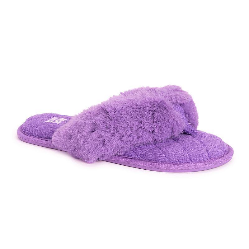 MUK LUKS Maren Faux Fur Womens Thong Slippers Purple Product Image