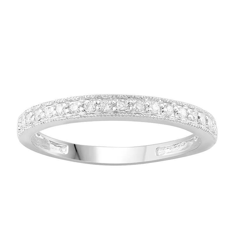 10k Gold 1/10 Carat T.W. Diamond Band Ring, Women's, Size: 6, Pink Product Image