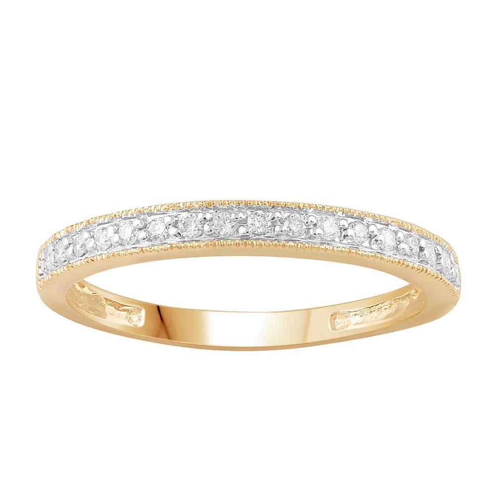 10k Gold 1/10 Carat T.W. Diamond Band Ring, Women's, Size: 6, Pink Product Image