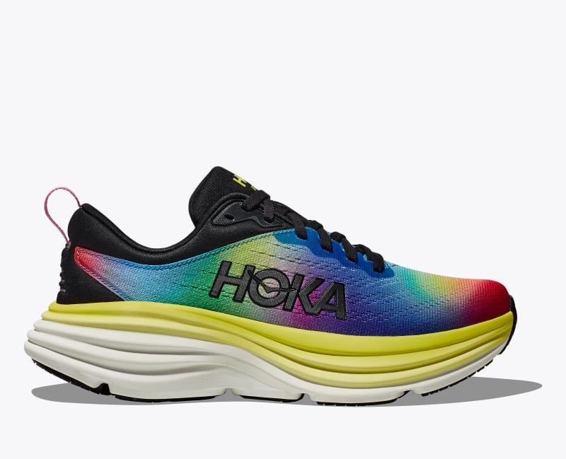 HOKA Mens Bondi 8 Shoes in Lettuce/Solar Flare, Size 10.5 Product Image