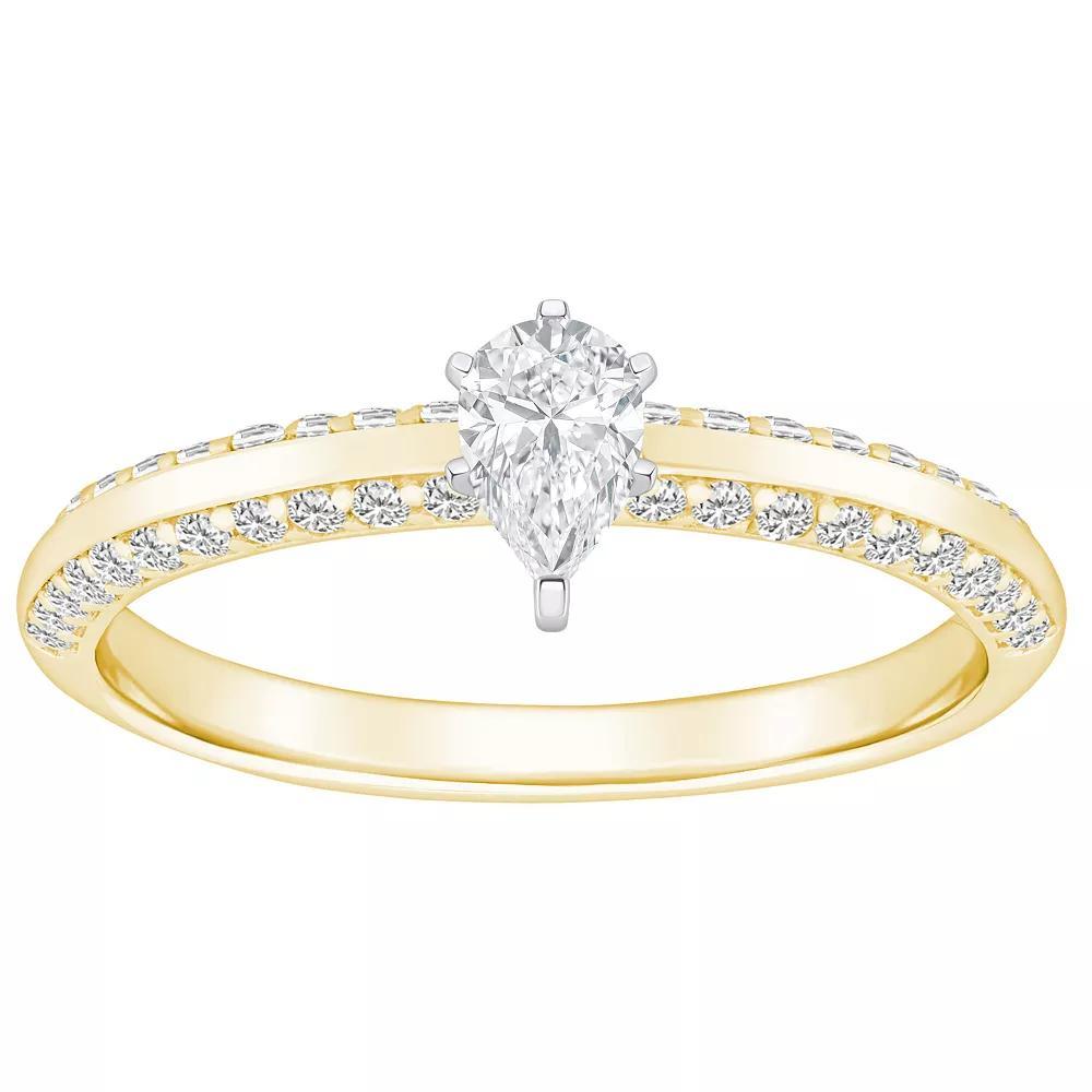 Alyson Layne 14k Gold 3/5 Carat T.W. Diamond Pear Shape Pave & Polished Band Engagement Ring, Women's, Size: 5.50, 14k White Gold Product Image
