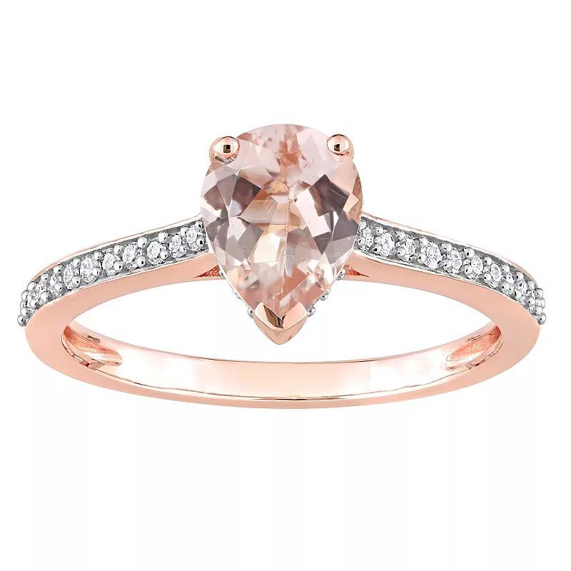 Stella Grace 10k Rose Gold Morganite & 1/8 Carat T.W. Diamond Engagement Ring, Women's, Size: 6.50 Product Image