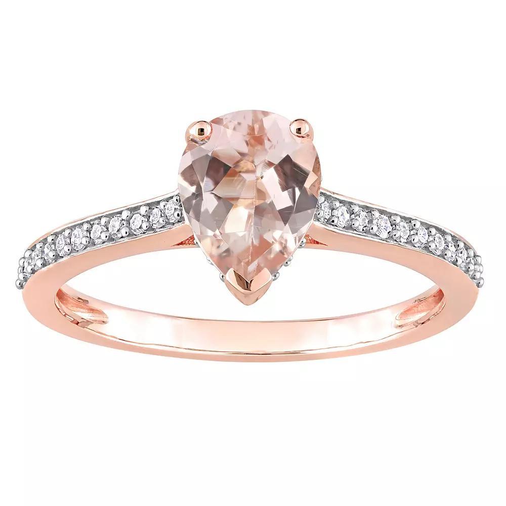 Stella Grace 10k Rose Gold Morganite & 1/8 Carat T.W. Diamond Engagement Ring, Women's, Size: 6.50 Product Image