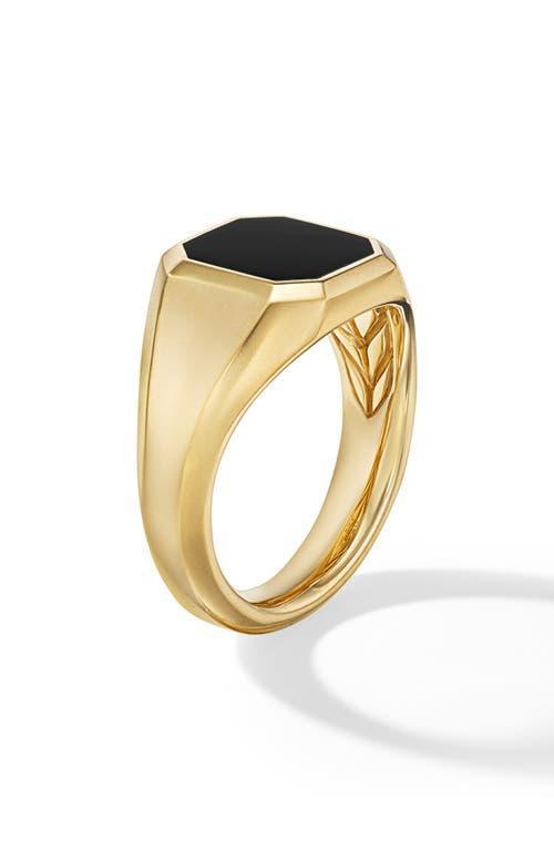 Mens Streamline Signet Ring in 18K Yellow Gold, 14MM Product Image