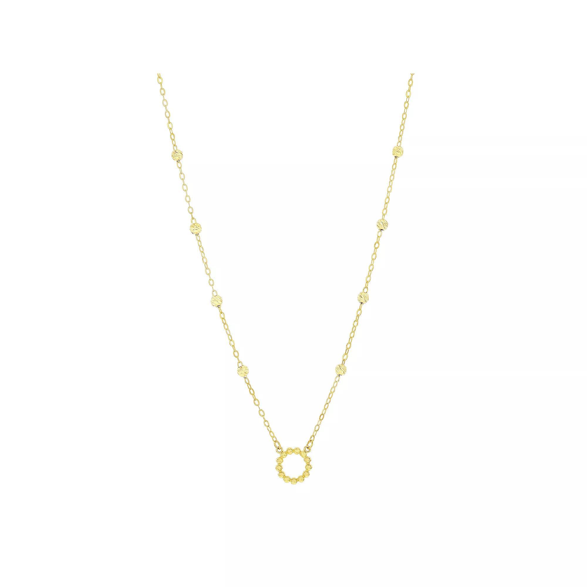 Divine Gold 14k Gold Circle Beaded Necklace, Women's, Size: 16-18" ADJ Product Image