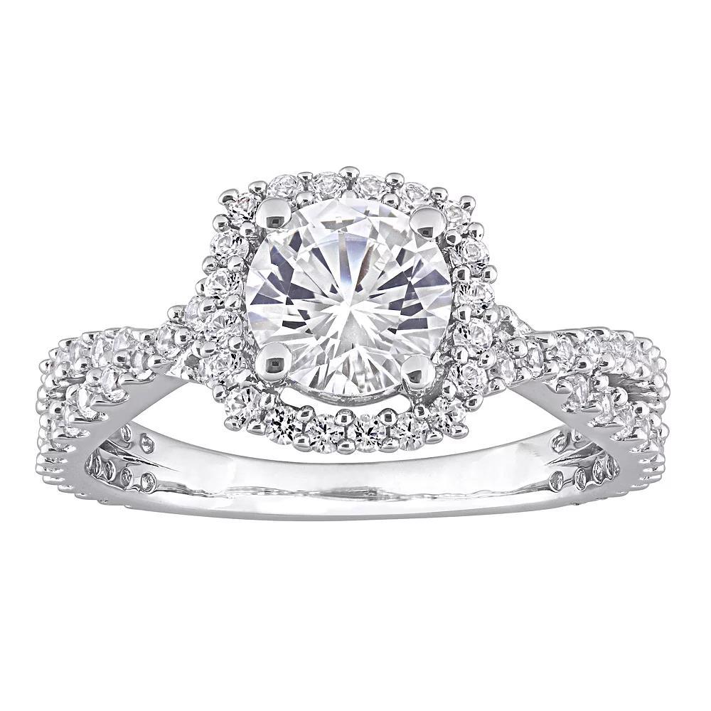 Stella Grace Sterling Silver Lab-Created White Sapphire Halo Ring, Women's, Size: 8 Product Image