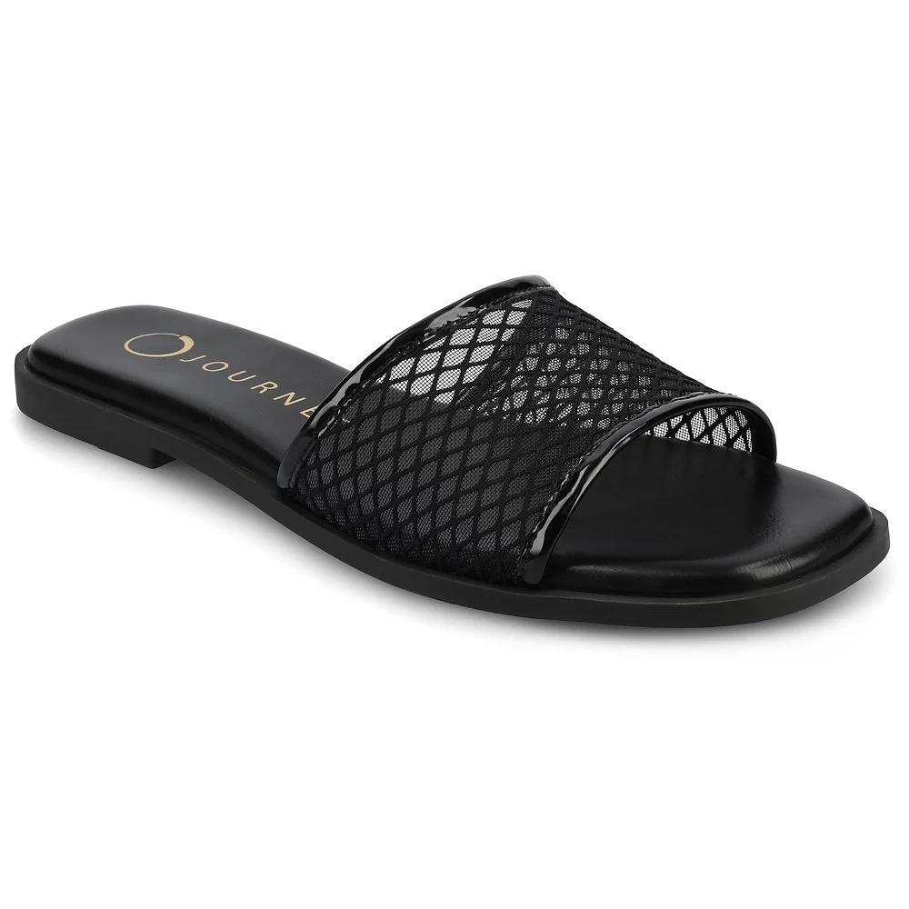 Journee Breckley Women's Slip On Flat Sandals, Size: 9.5, Black Product Image