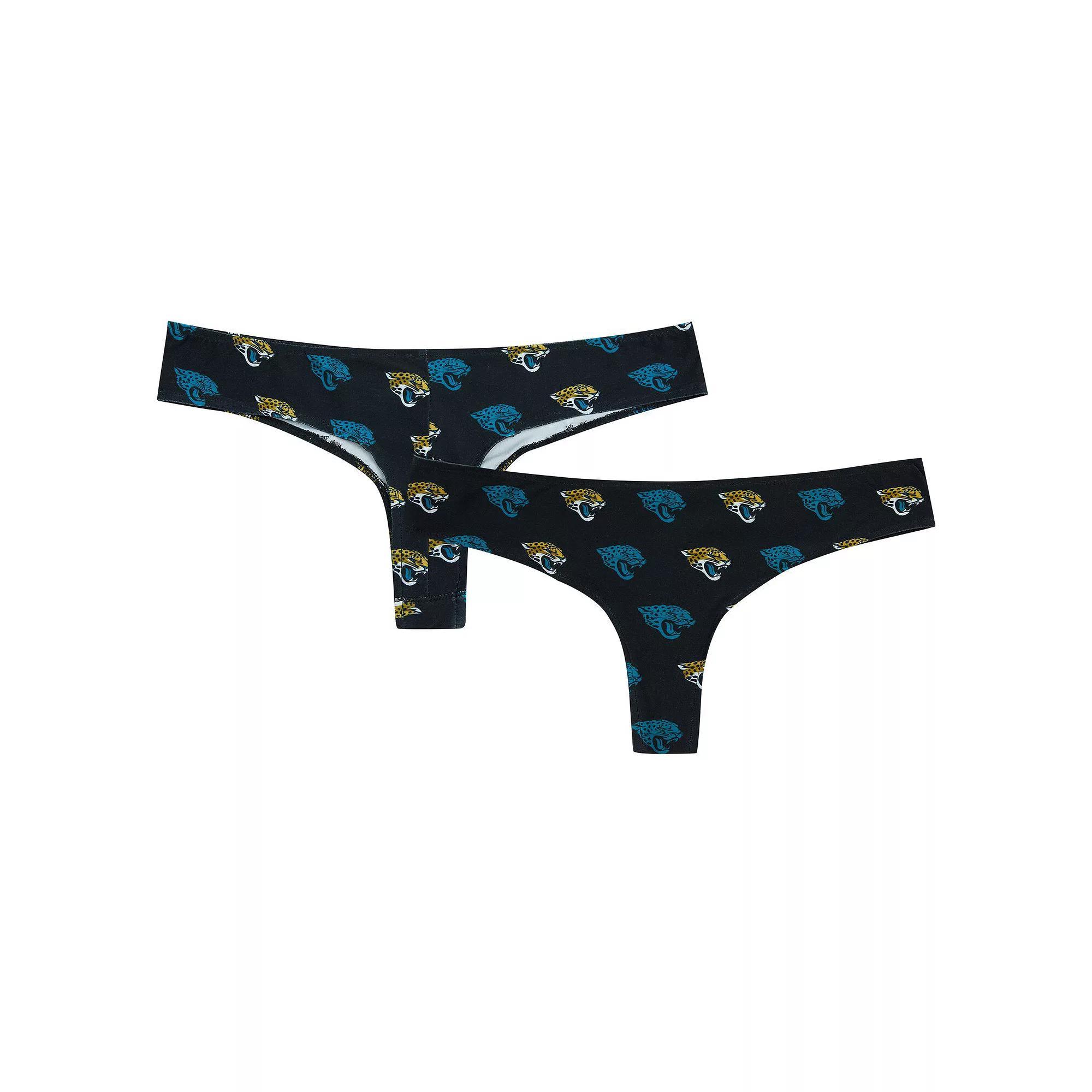 Women's Concepts Sport Black Jacksonville Jaguars Record Allover Print Knit Thong, Size: Small Product Image