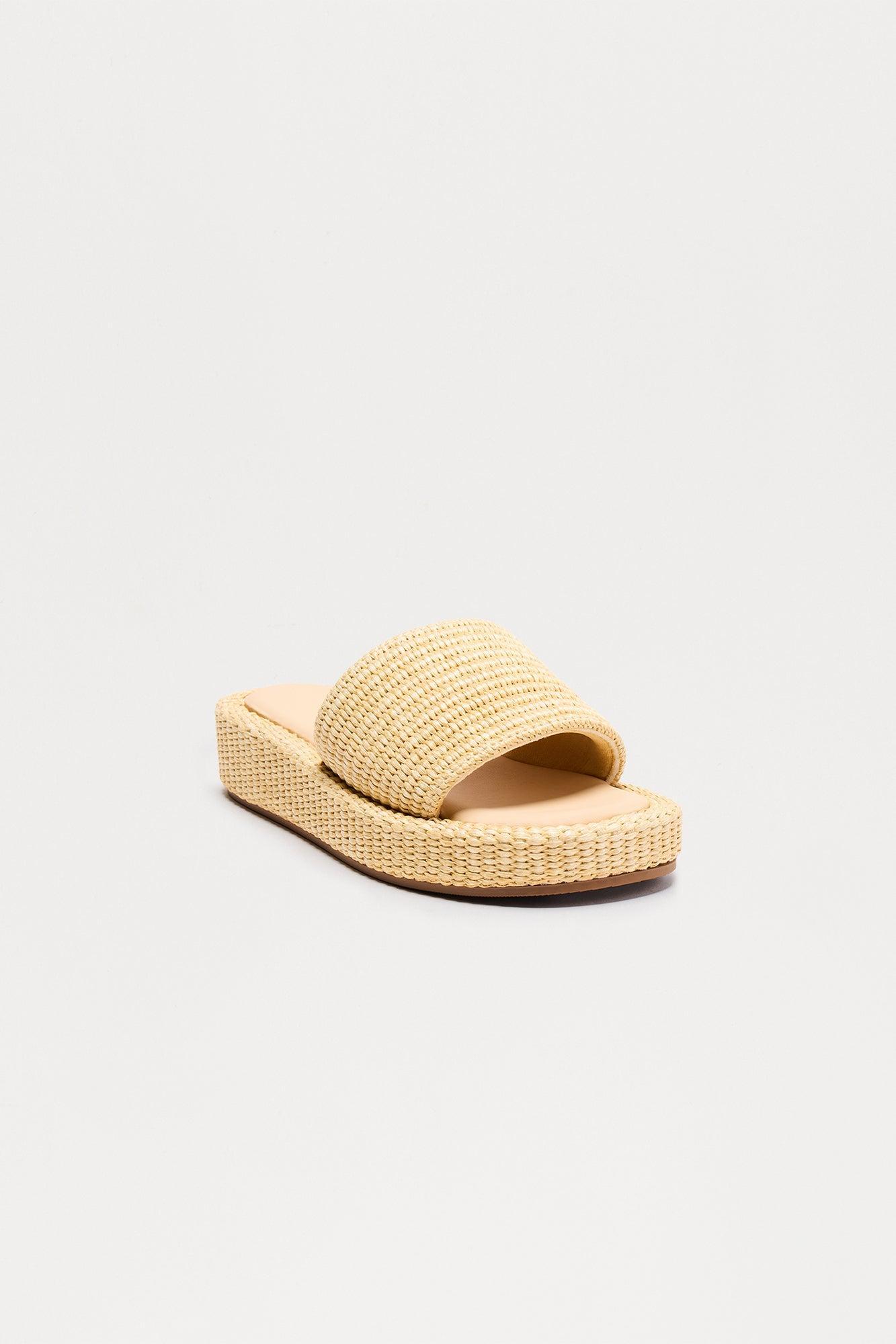 Kiwi Raffia Platform Sandals - Beige Product Image