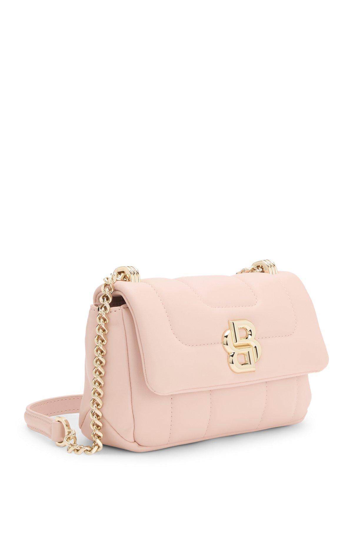 BOSS - Quilted shoulder bag with Double B monogram trim - Light Purple Product Image
