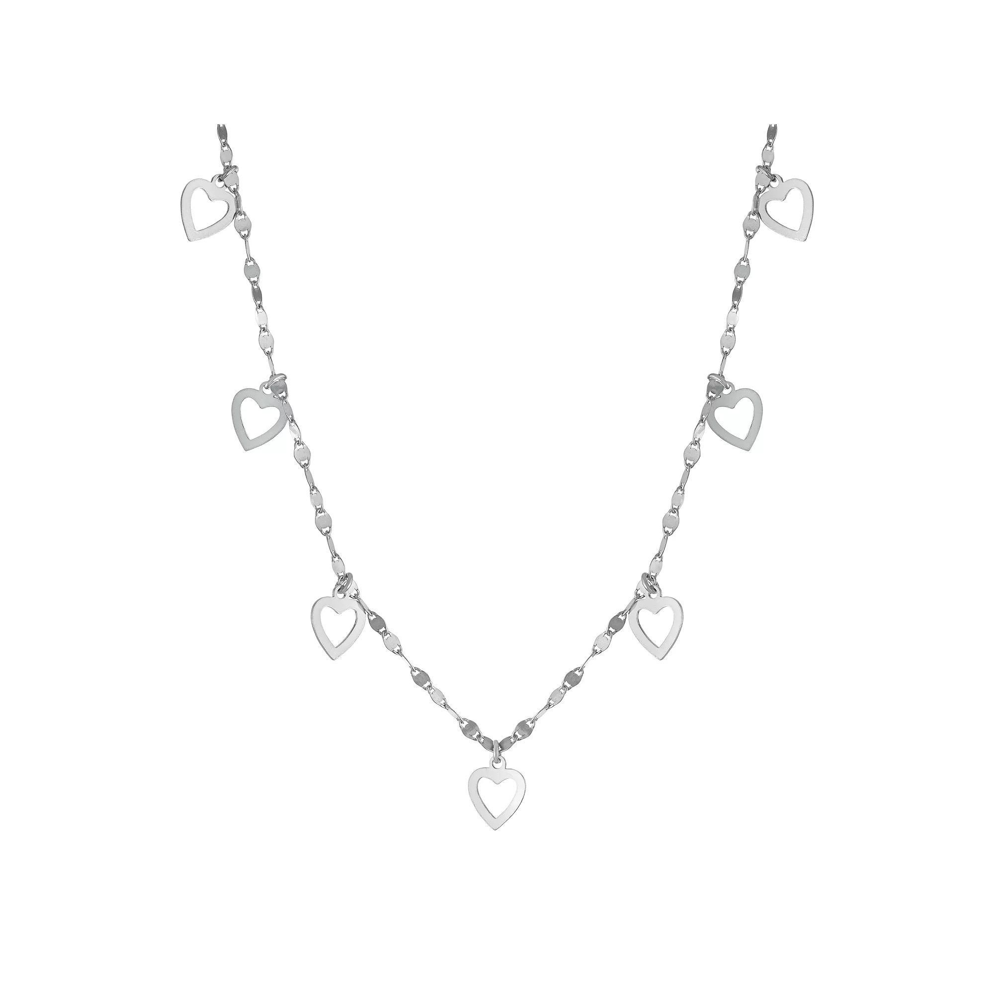 Athra NJ Inc Sterling Silver Heart Charm Necklace, Women's, Size: 18" Product Image