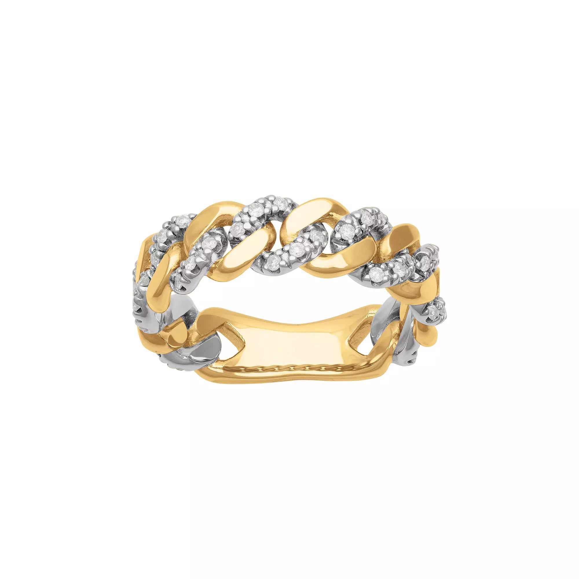 AXL 10k Gold 1/4 Carat T.W. Diamond Men's Link Band, Size: 10.50 Product Image
