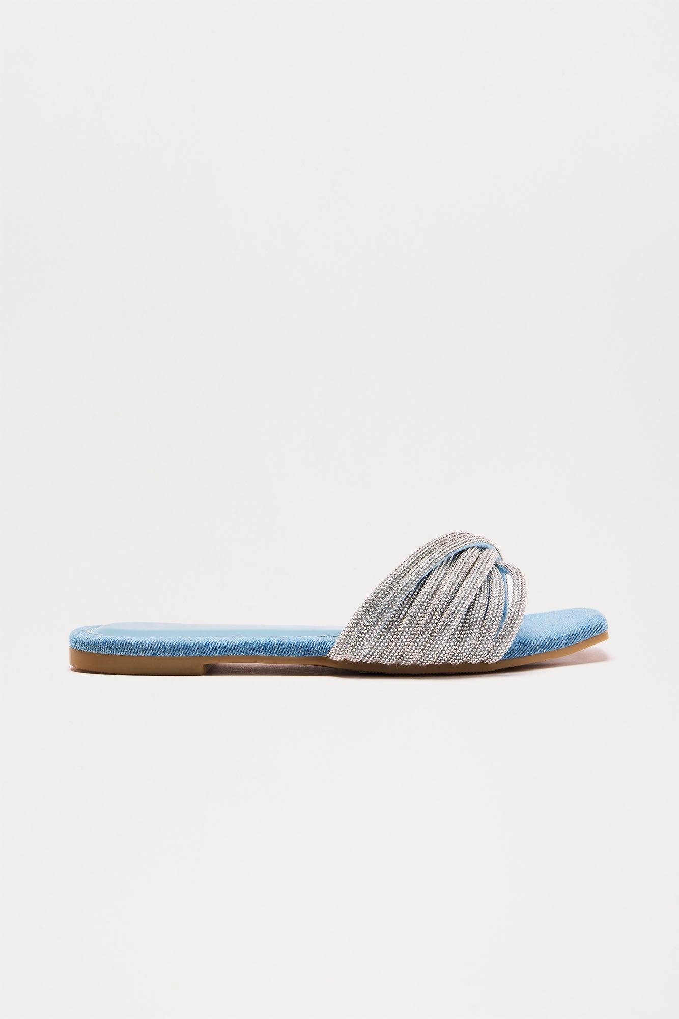 Mercer Rhinestone Sandals - Denim Product Image