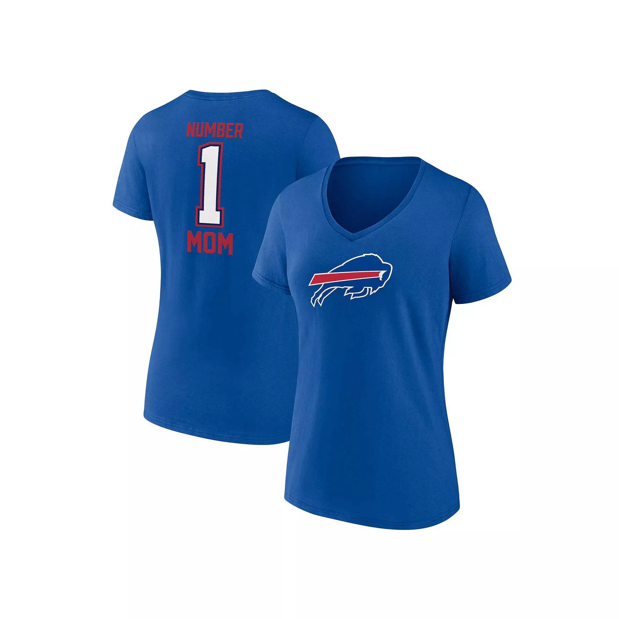 Women's Fanatics Royal Buffalo Bills Plus Size Mother's Day #1 Mom V-Neck T-Shirt, Size: 2XL, Blue Product Image
