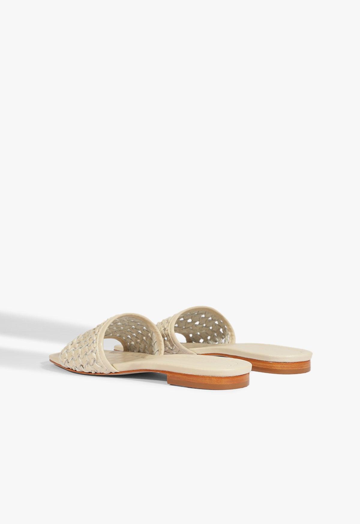 Juliet White Leather Flat Sandal Product Image