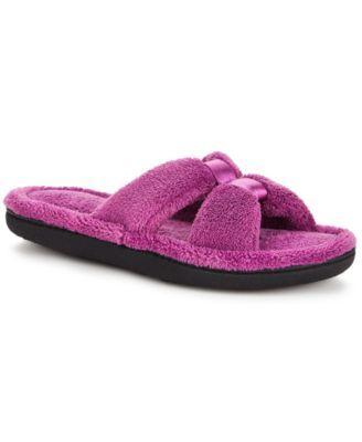 Women's isotoner Memory Foam Microterry X-Slide Slippers with Satin Trim, Size: 7-8, Black Product Image