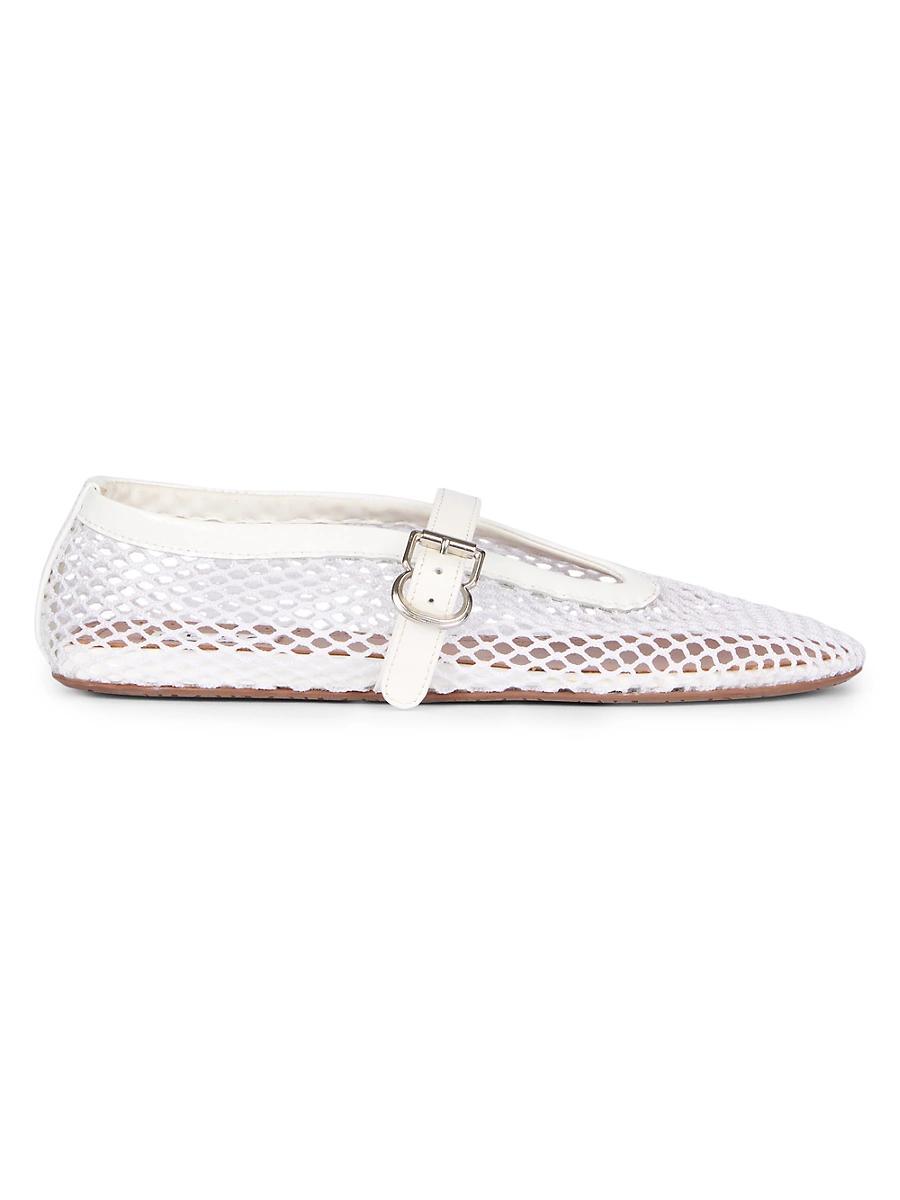 Womens Ballerina Strap Fishnet Flats Product Image