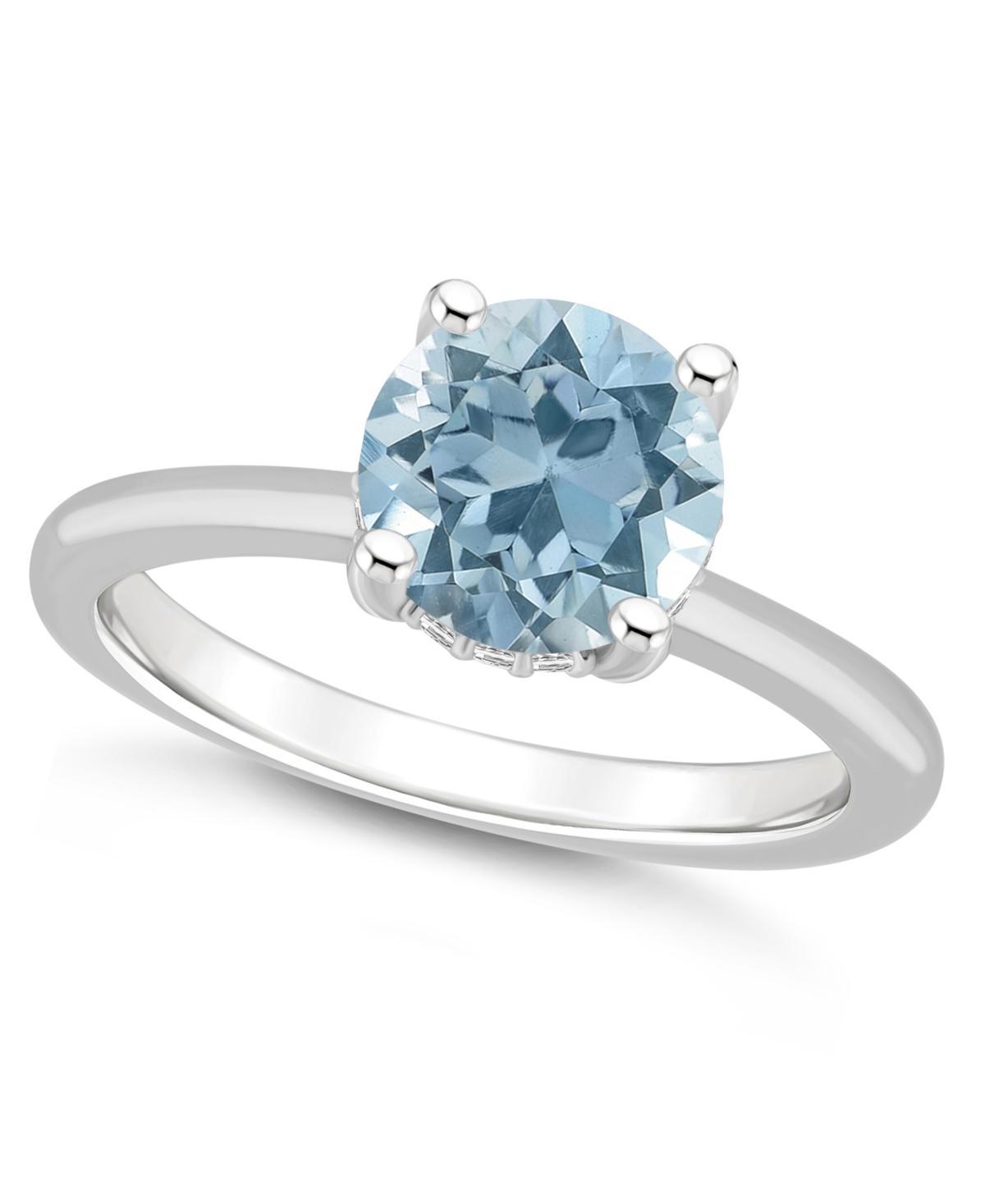 Alyson Layne Sterling Silver 8 mm Round Gemstone & Diamond Accent Ring, Women's, Size: 9, Blue Topaz Product Image